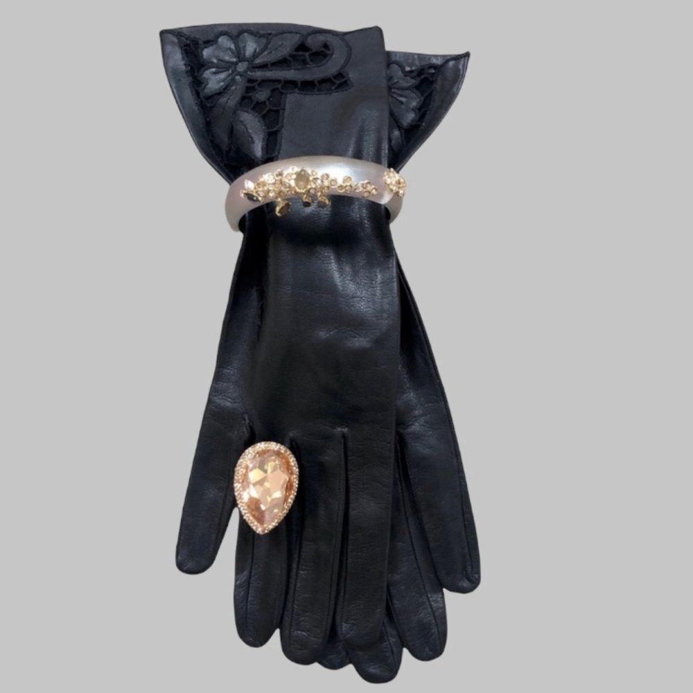 🆕 Genuine Leather Gloves w/Crochet Insert 💥